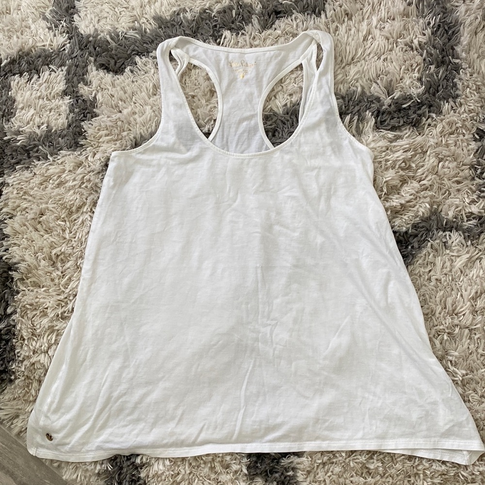 Lilly Pulitzer White Razor Back Flowy Tank Top